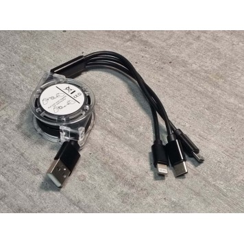 Кабель зарядки 3-in-1 USB-A to USB-C/Lightning/Micro-USB 1.2m чорний-2