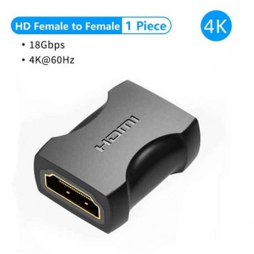 З'єднувач Vention HDMI 2.0 F адаптер-перехідник прямий чорний