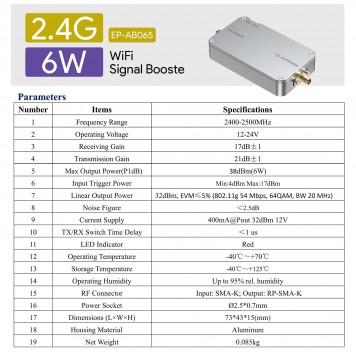 Підсилювач сигналу EDUP EP-AB065 (Wi-Fi 2,4 ГГц, 6 Вт)-6