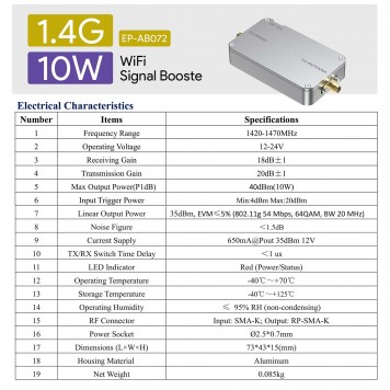 Підсилювач сигналу EDUP EP-AB072 (1,4 ГГц, 10 Вт) -4